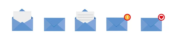 Letter Envelope Paper Document Vector Illustration Closed Open Message Mail — 图库矢量图片