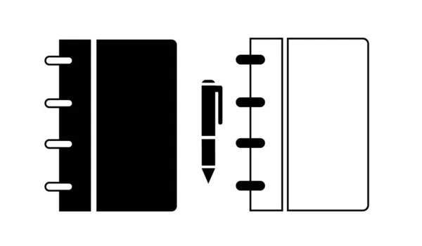 Skoldagbok Notebook Ikon Symbol Mall För Grafisk Och Webbdesign Samling — Stock vektor