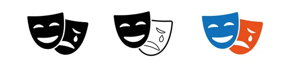 Masquerade Vector Icon White Background Comic Tragic Mask Icon — Stock Vector