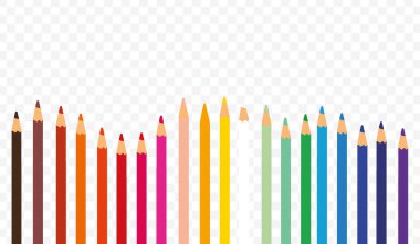 Set of colored pencil collection, isolated vector illustration colorful pencils on transparent background. clipart