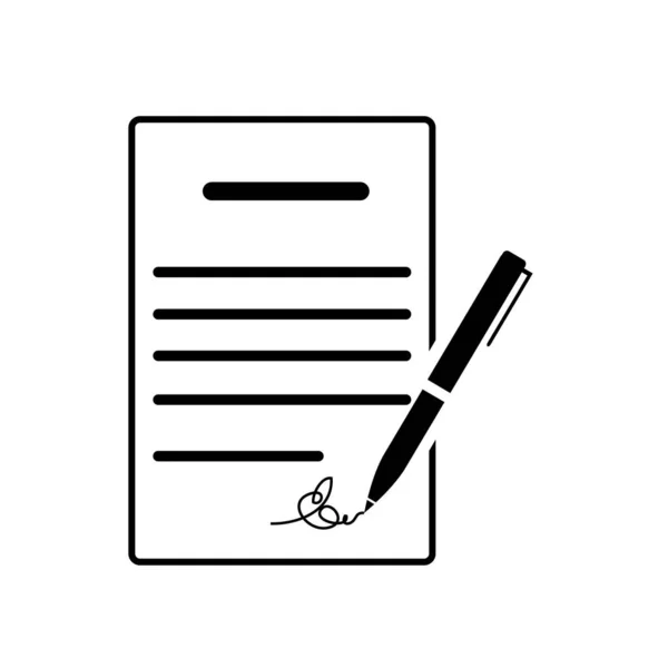Das Vertragssymbol Abkommen Und Unterzeichnung Pakt Abkommen Konvention Flach — Stockvektor