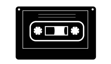 Kaset kaset simgesi beyaz arka plan vektör çizim üzerinde basit tarzı