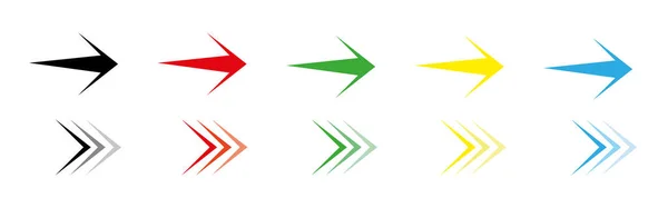 Conjunto Ícone Seta Símbolos Seta Coloridos Seta Diferentes Tipos Flecha — Vetor de Stock