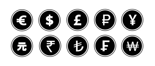 世界货币图标矢量 — 图库矢量图片