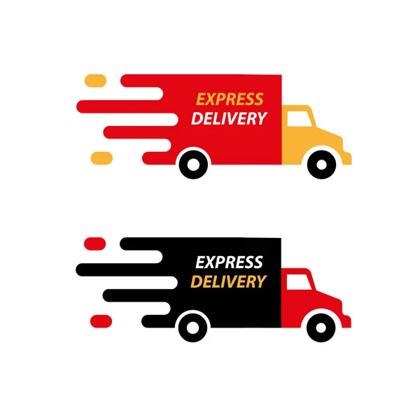 Set Delivery Icons Express Delivery Truck Vector Illustration — Stock Vector