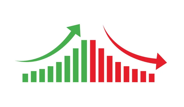 График Идет Вверх Вниз Знак Зелеными Красными Стрелками Вектор Концепция — стоковый вектор