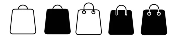 Einkaufstasche Icon Schwarz Papiertüten Illustration Online Shop Symbol Commerce Logo — Stockvektor
