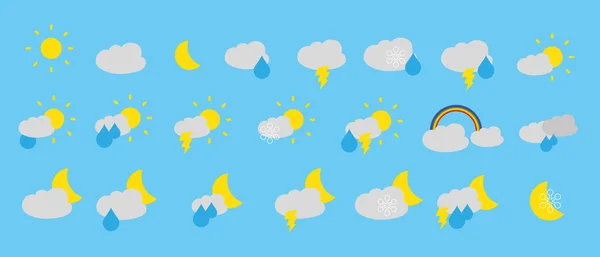 Ícones Meteorológicos Coloridos Ilustração Vetorial —  Vetores de Stock