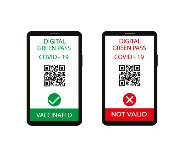 Aşı sertifikası izole edilmiş vektör çizim akıllı telefonu