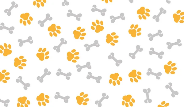 Beyaz arka planda köpek pençesi ve kemik izleri var. Tasarım için desen
