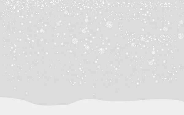 Fond Gris Hiver Vacances Avec Neige Flocon Neige Pour Joyeux — Image vectorielle