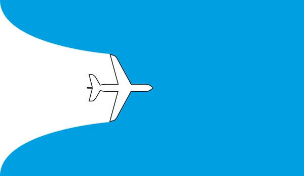 Символ Білої Площини Синьому Фоні Банер Маршруту Польоту Літака — стоковий вектор