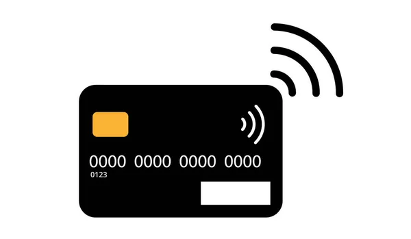 Kontaktloses Kreditkartensymbol Bankkarte Mit Radiowellenzeichen Kreditkartenzahlungsvektorillustration — Stockvektor