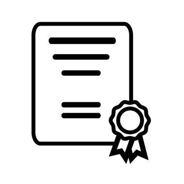 Sertifika simgesi. Başarı, ödül, burs, diploma. Beyaz arkaplanda vektör simgesi izole edildi.