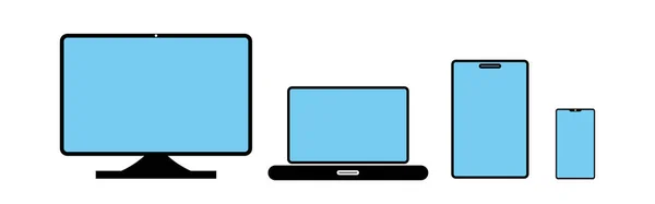 Mock Set Von Desktop Computer Laptop Tablet Und Smartphone Realistischen — Stockvektor