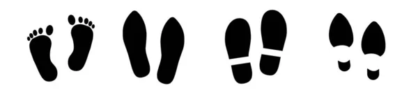 Fußabdrücke Menschliche Silhouette Vektor Set Isoliert Auf Weißem Hintergrund Schuhsohlen — Stockvektor