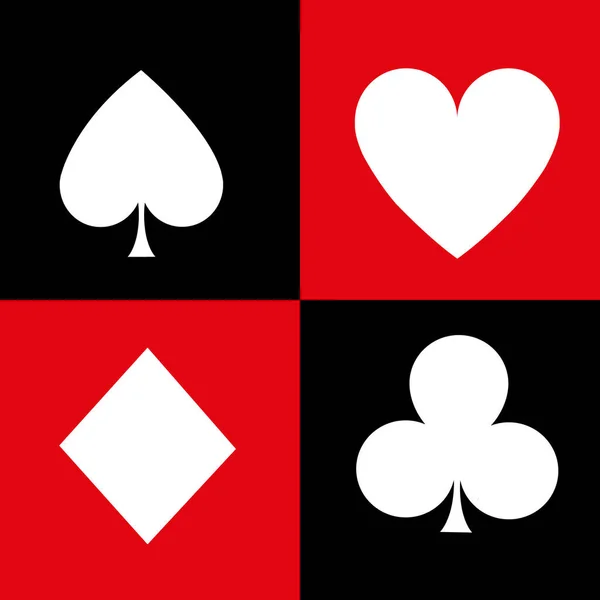 Nahtloses Muster Mit Kartenfarben Rote Und Schwarze Vektorsymbole Als Hintergrund — Stockvektor