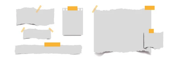 Ensemble Pages Bloc Notes Avec Boucle Papier Isolé Sur Fond — Image vectorielle