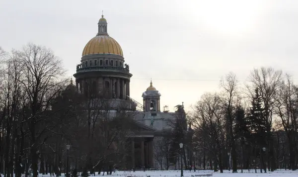 Zimní Pohled Katedrály Svatého Izáka Petrohradu — Stock fotografie