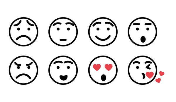 Ensemble Icônes Emoji Niveau Satisfaction Rétroaction Simple Sous Forme Émotions — Image vectorielle