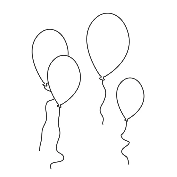 Balões Esboço Desenho Simples Para Colorir Ilustração Vetor Livro — Vetor de Stock