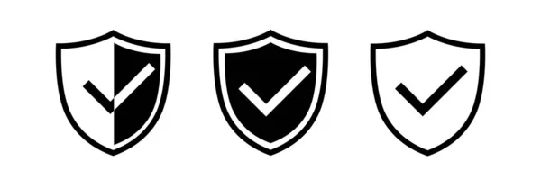 Verificação Escudo Mark Icon Ilustração Vetor — Vetor de Stock