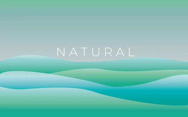 蓝色绿卷波浪抽象背景 自然生态墙纸或演示背景 — 图库矢量图片