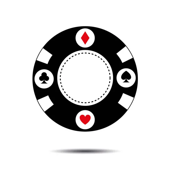 赌场扑克晶片黑色符号 中间空着文字或数字 — 图库矢量图片