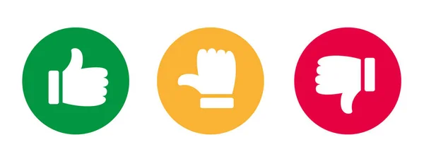 ベクトルフラットアイコンが好きと嫌い Smm Marketing Appなどのデザイン要素 親指と親指を円の下にエンブレム — ストックベクタ
