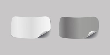 Boş çıkartmalar seti. Boş promosyon etiketleri. Vektör çizimi. Siyah ve beyaz