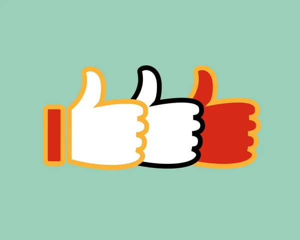 概念ベクトル図 Facebookのようなサイトで使用される手のアイコン のようなソーシャルメディア オレンジ 黒の3本の親指のサインを示しています — ストックベクタ