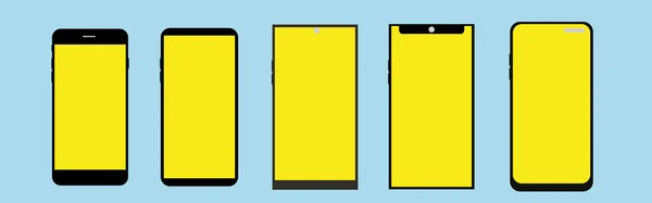 スマートフォンのモックアップ 黒と電話 白と透明画面 異なる画面を持つ携帯電話 現実的なデザインのテンプレートモックアップスマートフォン ベクターイラスト — ストックベクタ