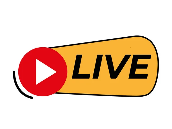 Canlı ikon. Video akış düğmesi. Televizyon, çevrimiçi yayın logosu. Vektör illüstrasyonu.