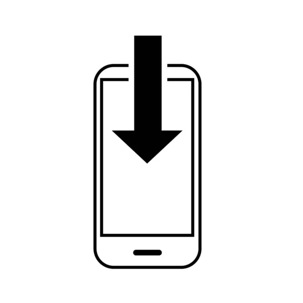 Vector Smartphone Med Nedpil Smartphone Platt Linje Ikonen Mobil Ladda — Stock vektor