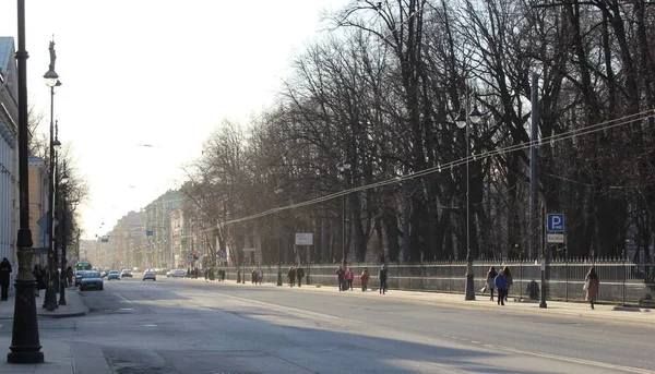 Calle Soleada Ciudad Sankt Petersburg Amanecer — Foto de Stock