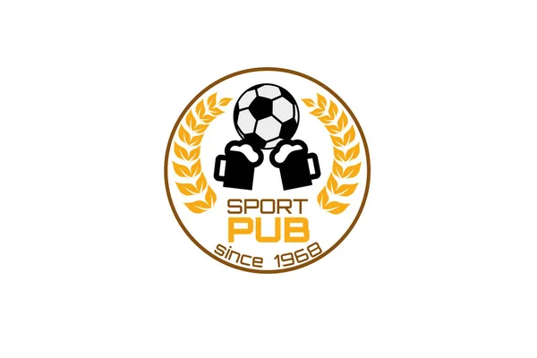 Símbolo Pelota Cerveza Fútbol Para Plantilla Emblema Barra Deportiva Fútbol — Archivo Imágenes Vectoriales