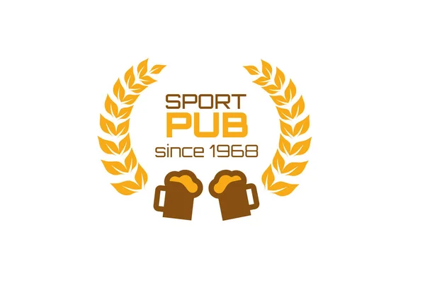 Symbole Bière Pour Modèle Emblème Barre Sport Deux Verres Bière — Image vectorielle