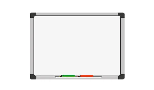 Bureau Réaliste Tableau Blanc Tableau Blanc Vide Avec Marqueurs — Image vectorielle