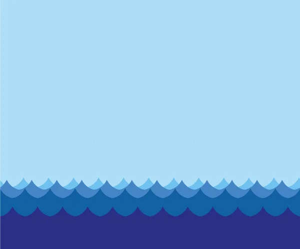 Moře Modrá Obloha Vektorové Kreslené Ilustrace Pro Pozadí — Stockový vektor