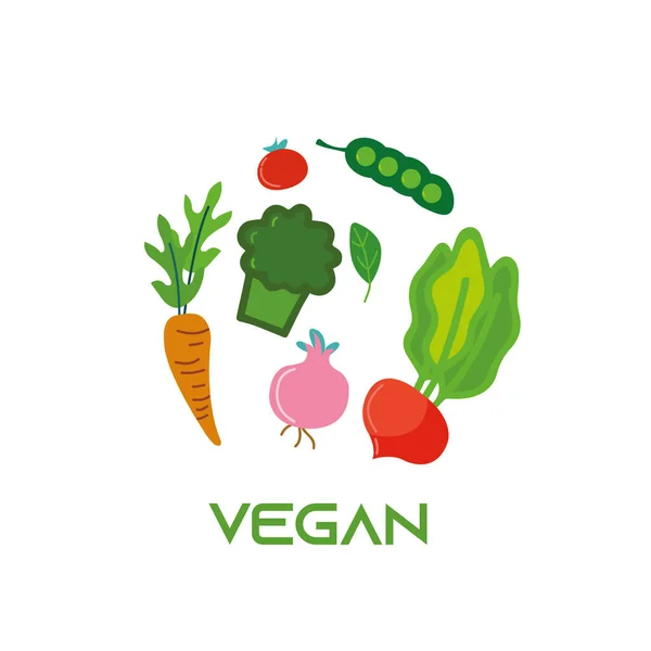 Signo Vegano Ilustración Vectorial Dibujada Mano — Vector de stock