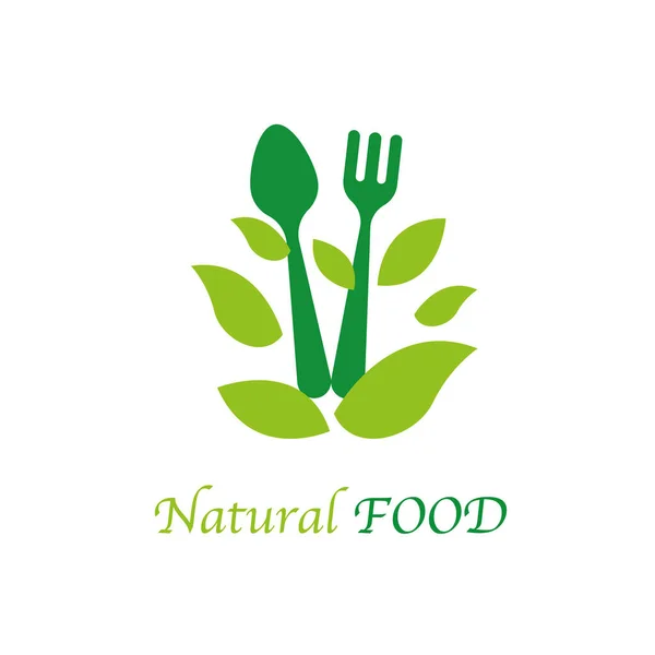 Modello Logo Alimentare Naturale Organico Vegano Icona Vegetariana — Vettoriale Stock