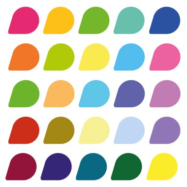 25 konuşma kabarcığı işareti web simgesi. Popüler renklerle boyanmış boş düğmeler. Beyaz arka planda daire şeklinde. En yeni çağdaş basit tarz. Bu vektör illüstrasyon internet tasarım ögesi