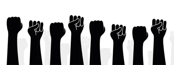 Set Hands Proletarian Revolution Clenched Fist Hand Raised Fist Symbol — Stock Vector