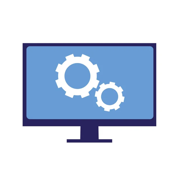 Computerverarbeitung Und Systemoptimierung Icon Mit Computer Und Getriebe — Stockvektor