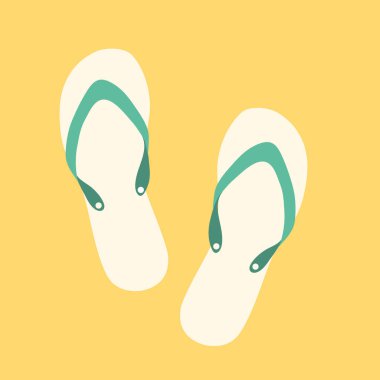 Plastik parmak arası terlikler, izole plaj aksesuarları, tatil konsepti.