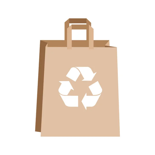 Papiereinkaufstasche Für Lebensmitteleinkauf Recycling Und Nachhaltigkeitskonzept — Stockvektor