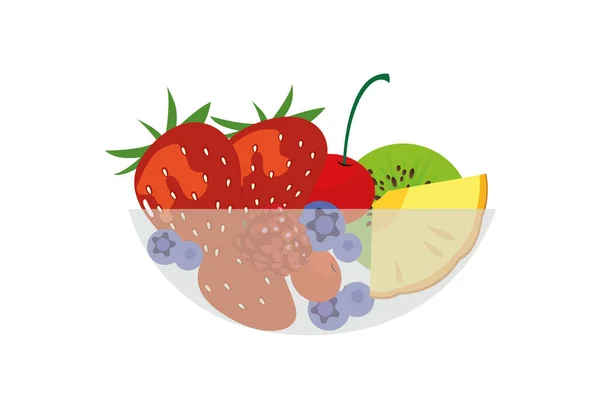 Gemischter Fuit Salat Einer Schüssel Gesundes Ernährungskonzept — Stockvektor