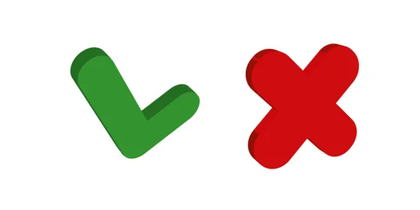 Rendering Green Red Check Mark Vector Illustration — Stock Vector