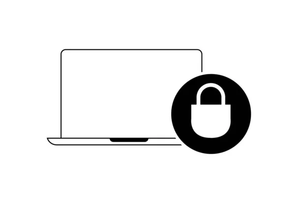 Stilul Plat Bannere Set Concept Securitate Blocare Lanț Jurul Laptopului — Vector de stoc