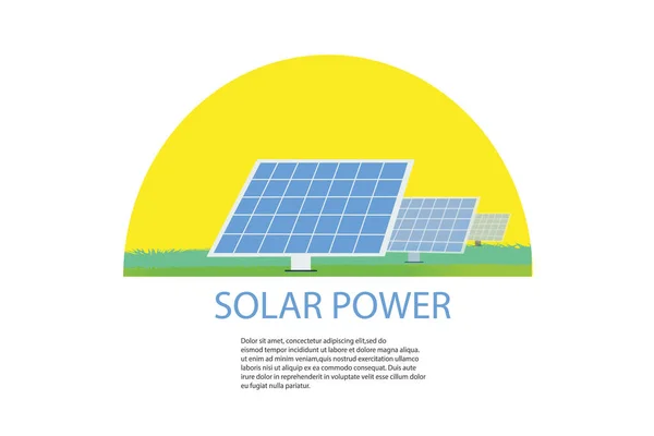 Solarbatterien Image Erneuerbare Solarenergie Konzept Banner Flachen Stil — Stockvektor